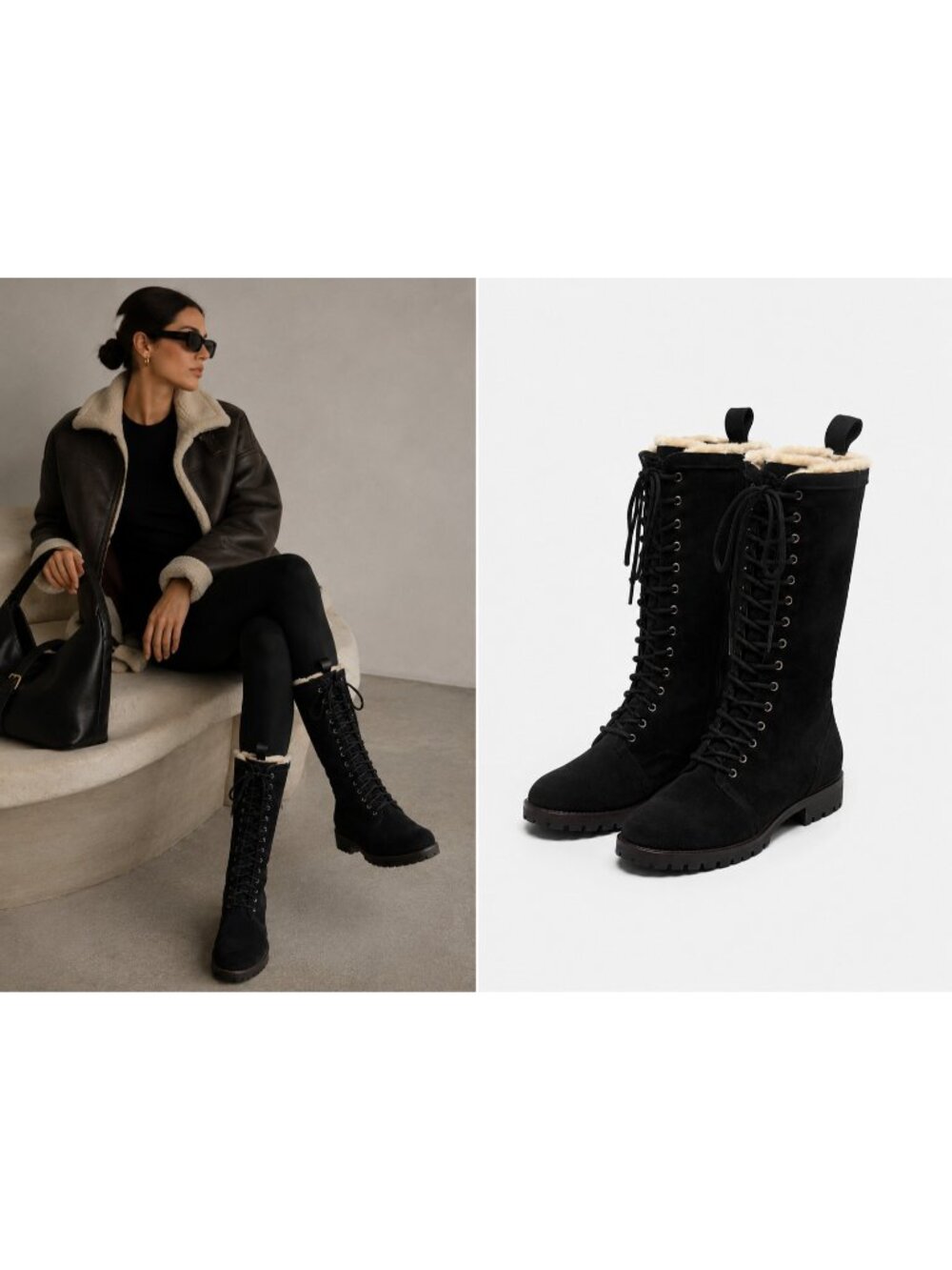 Cole Haan Waterproof Suede Shearling Knee High Boots 8.5B
